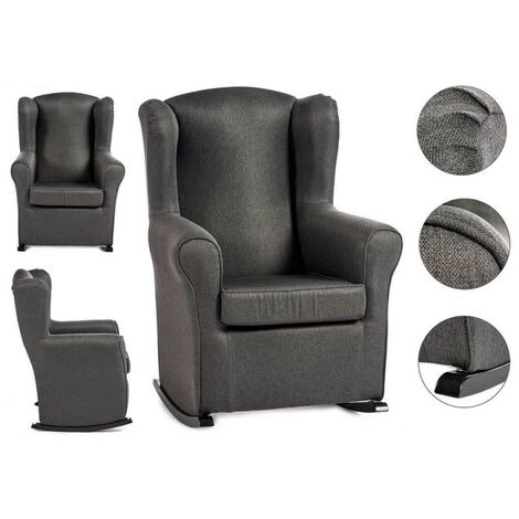 BRICOMARTEAU Fauteuil Inclinable Sedia Fauteuil à Bascule Polyester Bois De Pin (70 X 97 X 75 Cm) (70 X 97 X 75 Cm) 4 BRICOMARTEAU Fauteuil Inclinable Sedia Fauteuil à Bascule Polyester Bois De Pin (70 X 97 X 75 Cm) (70 X 97 X 75 Cm) – Image 2