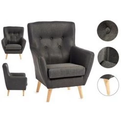 BRICOMARTEAU Fauteuil Haarlem Polyester Bois De Pin (70 X 92 X 75 Cm) -Pas Cher Fauteuil Magasin 65941176 4