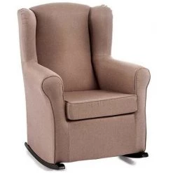 BRICOMARTEAU Fauteuil S3608688 Fauteuil à Bascule Beige Polyester Bois De Pin (70 X 97 X 75 Cm)