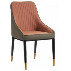 BRICOMARTEAU Fauteuil Rayures Rose Cuir Synthétique Acier (51 X 92 X 65 Cm)