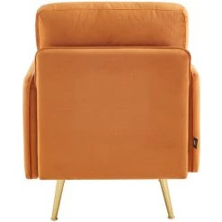 BAïTA Fauteuil ADAM Velours Rouille Avec Piètement En Métal Doré - Orange -Pas Cher Fauteuil Magasin 66105770 4
