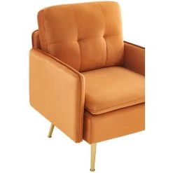 BAïTA Fauteuil ADAM Velours Rouille Avec Piètement En Métal Doré - Orange -Pas Cher Fauteuil Magasin 66105770 5