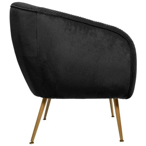 Fauteuil "solaro" En Velours Plissé Atmosphera - Noir 4 Fauteuil "solaro" En Velours Plissé Atmosphera - Noir – Image 2