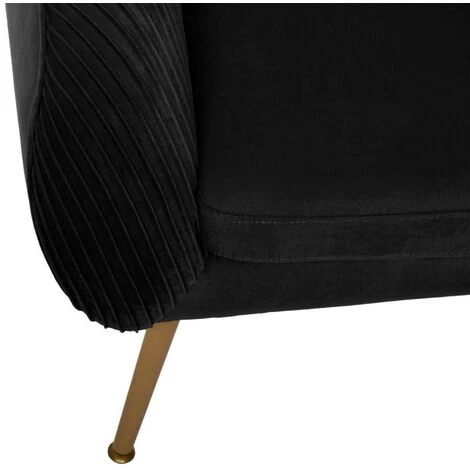 Fauteuil "solaro" En Velours Plissé Atmosphera - Noir 5 Fauteuil "solaro" En Velours Plissé Atmosphera - Noir – Image 3