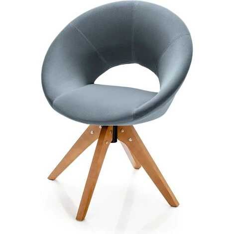RELAX4LIFE Fauteuil Rembourrée Circulaire En Velours Avec Siège Pivotante Et 4 Pieds En Hêtre, Chaise Coiffeuse En Velours Conception Ergonomique Charge Max 150 Kg, 67 X 57 X 81,5 CM (Gris) 3 RELAX4LIFE Fauteuil Rembourrée Circulaire En Velours Avec Siège Pivotante Et 4 Pieds En Hêtre, Chaise Coiffeuse En Velours Conception Ergonomique Charge Max 150 Kg, 67 X 57 X 81,5 CM (Gris)