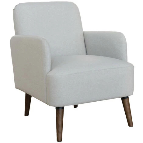 DRAWER Fauteuil Rétro En Tissu Chiné Et Pieds Bois Foncé - Brooks - Couleur - Naturel Chiné 3 DRAWER Fauteuil Rétro En Tissu Chiné Et Pieds Bois Foncé - Brooks - Couleur - Naturel Chiné