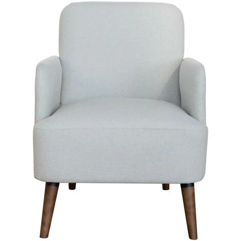 DRAWER Fauteuil Rétro En Tissu Chiné Et Pieds Bois Foncé - Brooks - Couleur - Naturel Chiné 4 DRAWER Fauteuil Rétro En Tissu Chiné Et Pieds Bois Foncé - Brooks - Couleur - Naturel Chiné – Image 2