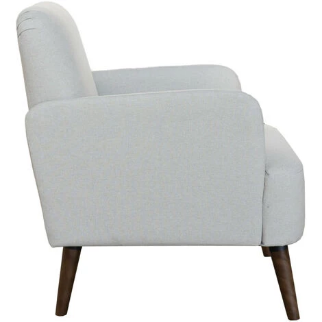 DRAWER Fauteuil Rétro En Tissu Chiné Et Pieds Bois Foncé - Brooks - Couleur - Naturel Chiné 5 DRAWER Fauteuil Rétro En Tissu Chiné Et Pieds Bois Foncé - Brooks - Couleur - Naturel Chiné – Image 3