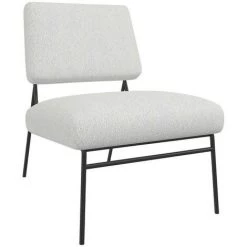 DRAWER Fauteuil Design En Tissu Bouclette Et Métal - Livy - Couleur - Ecru