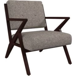 DRAWER Fauteuil Design En Tissu Et Bois Foncé - Isidore - Couleur - Taupe