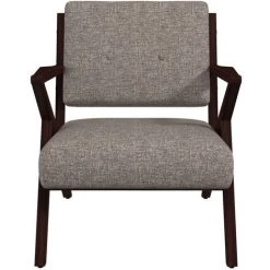 DRAWER Fauteuil Design En Tissu Et Bois Foncé - Isidore - Couleur - Taupe -Pas Cher Fauteuil Magasin 66341792 3