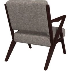 DRAWER Fauteuil Design En Tissu Et Bois Foncé - Isidore - Couleur - Taupe -Pas Cher Fauteuil Magasin 66341792 5