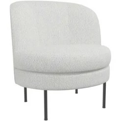 DRAWER Fauteuil Rond En Tissu Bouclette Et Métal - Oleiv - Couleur - Ecru