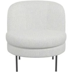 DRAWER Fauteuil Rond En Tissu Bouclette Et Métal - Oleiv - Couleur - Ecru -Pas Cher Fauteuil Magasin 66342490 3