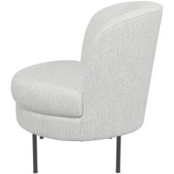 DRAWER Fauteuil Rond En Tissu Bouclette Et Métal - Oleiv - Couleur - Ecru -Pas Cher Fauteuil Magasin 66342490 4