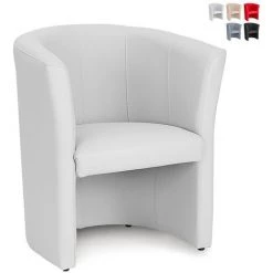 AHD AMAZING HOME DESIGN Similicuir Cockpit Fauteuil Salon Bureau Salle D'attente Tabby | Couleur: Blanc