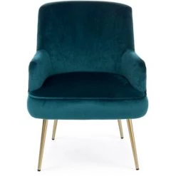 LES TENDANCES Fauteuil En Polyester Effet Velours Bleu Natan -Pas Cher Fauteuil Magasin 66753184 3