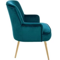 LES TENDANCES Fauteuil En Polyester Effet Velours Bleu Natan -Pas Cher Fauteuil Magasin 66753184 4