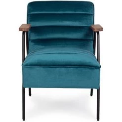 LES TENDANCES Fauteuil Polyester Effet De Velours Bleu Octavio -Pas Cher Fauteuil Magasin 66753374 3
