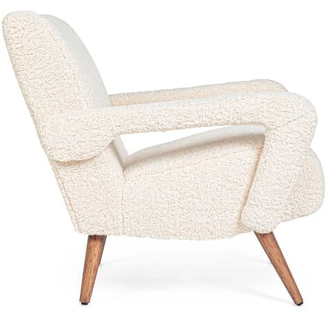 LES TENDANCES Fauteuil En Polyester Effet Laine Blanc Bagy 4 LES TENDANCES Fauteuil En Polyester Effet Laine Blanc Bagy – Image 2