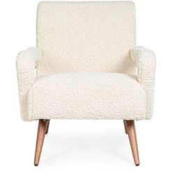 LES TENDANCES Fauteuil En Polyester Effet Laine Blanc Bagy 9 LES TENDANCES Fauteuil En Polyester Effet Laine Blanc Bagy -Pas Cher Fauteuil Magasin 66753619 3