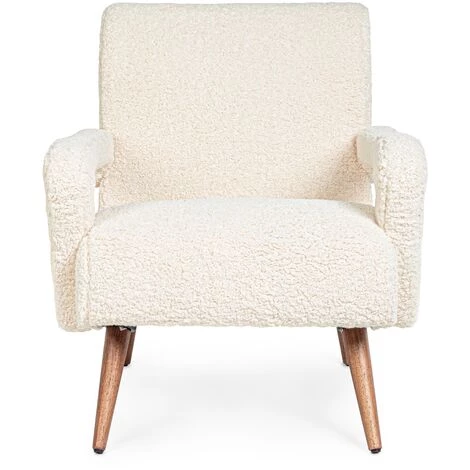 LES TENDANCES Fauteuil En Polyester Effet Laine Blanc Bagy 5 LES TENDANCES Fauteuil En Polyester Effet Laine Blanc Bagy – Image 3