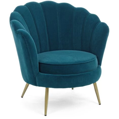 LES TENDANCES Fauteuil En Polyester Avec Effet Velours Bleu Océan Gaia 3 LES TENDANCES Fauteuil En Polyester Avec Effet Velours Bleu Océan Gaia