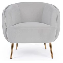 LES TENDANCES Fauteuil Polyester Gris Clair Et Pieds En Acier Cali -Pas Cher Fauteuil Magasin 66753818 3