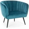 LES TENDANCES Fauteuil En Polyester Bleu Paon Et Pieds En Acier Noir Avi