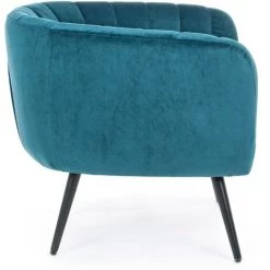 LES TENDANCES Fauteuil En Polyester Bleu Paon Et Pieds En Acier Noir Avi 8 LES TENDANCES Fauteuil En Polyester Bleu Paon Et Pieds En Acier Noir Avi -Pas Cher Fauteuil Magasin 66753821 2