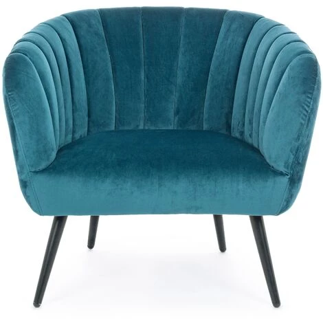 LES TENDANCES Fauteuil En Polyester Bleu Paon Et Pieds En Acier Noir Avi 5 LES TENDANCES Fauteuil En Polyester Bleu Paon Et Pieds En Acier Noir Avi – Image 3