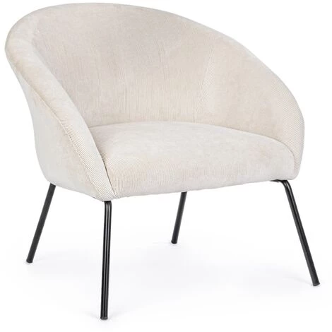 LES TENDANCES Fauteuil En Velours Blanc Et Pieds En Acier Noir Alia 3 LES TENDANCES Fauteuil En Velours Blanc Et Pieds En Acier Noir Alia