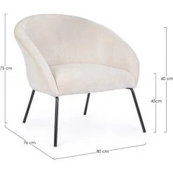 LES TENDANCES Fauteuil En Velours Blanc Et Pieds En Acier Noir Alia 9 LES TENDANCES Fauteuil En Velours Blanc Et Pieds En Acier Noir Alia -Pas Cher Fauteuil Magasin 66754234 3