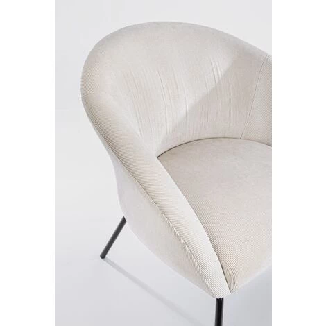 LES TENDANCES Fauteuil En Velours Blanc Et Pieds En Acier Noir Alia 6 LES TENDANCES Fauteuil En Velours Blanc Et Pieds En Acier Noir Alia – Image 4