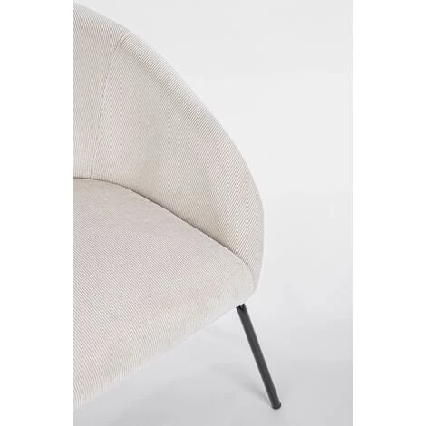 LES TENDANCES Fauteuil En Velours Blanc Et Pieds En Acier Noir Alia 7 LES TENDANCES Fauteuil En Velours Blanc Et Pieds En Acier Noir Alia – Image 5