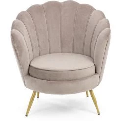 LES TENDANCES Fauteuil En Polyester Avec Effet Velours Gris Clair Gaia -Pas Cher Fauteuil Magasin 66754238 3