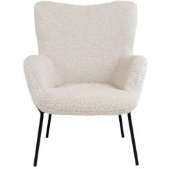 HOUSE NORDIC Fauteuil En Tissu Bouclette Et Métal - Glasgow - Couleur - Blanc -Pas Cher Fauteuil Magasin 66754303 3
