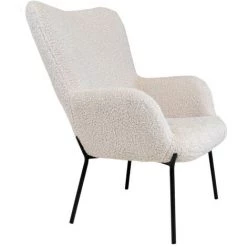 HOUSE NORDIC Fauteuil En Tissu Bouclette Et Métal - Glasgow - Couleur - Blanc -Pas Cher Fauteuil Magasin 66754303 4