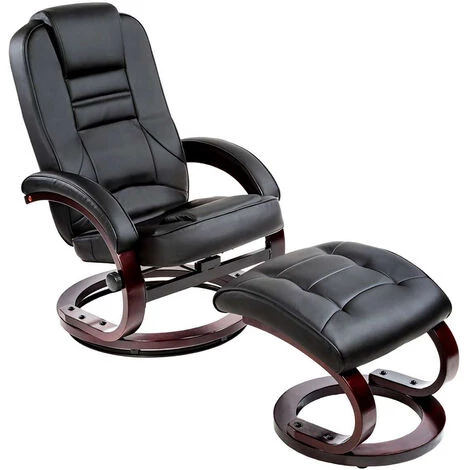 TECTAKE Fauteuil Relax Pied Rond - Fauteuil Avec Repose-pied, Fauteuil Barcante, Fauteuil A Bascule - Noir 3 TECTAKE Fauteuil Relax Pied Rond - Fauteuil Avec Repose-pied, Fauteuil Barcante, Fauteuil A Bascule - Noir