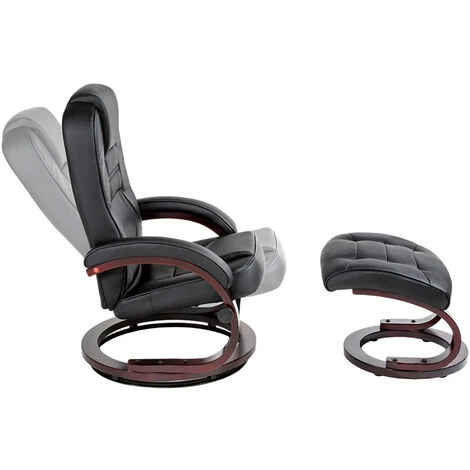 TECTAKE Fauteuil Relax Pied Rond - Fauteuil Avec Repose-pied, Fauteuil Barcante, Fauteuil A Bascule - Noir 4 TECTAKE Fauteuil Relax Pied Rond - Fauteuil Avec Repose-pied, Fauteuil Barcante, Fauteuil A Bascule - Noir – Image 2