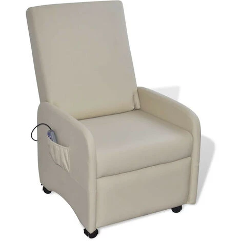 LES TENDANCES Fauteuil De Massage Crème Similicuir 3 LES TENDANCES Fauteuil De Massage Crème Similicuir