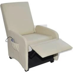 LES TENDANCES Fauteuil De Massage Crème Similicuir 9 LES TENDANCES Fauteuil De Massage Crème Similicuir -Pas Cher Fauteuil Magasin 66882789 3