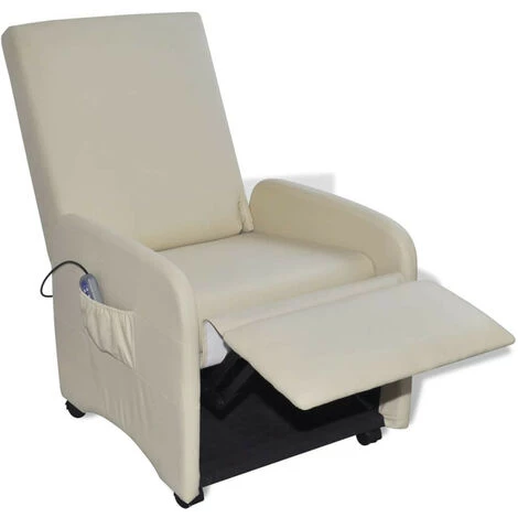 LES TENDANCES Fauteuil De Massage Crème Similicuir 5 LES TENDANCES Fauteuil De Massage Crème Similicuir – Image 3