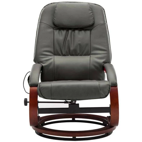 LES TENDANCES Fauteuil De Massage Avec Repose-pied Gris Similicuir 7 LES TENDANCES Fauteuil De Massage Avec Repose-pied Gris Similicuir – Image 5