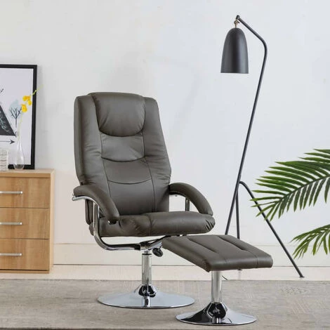 LES TENDANCES Fauteuil Inclinable Avec Repose-pied Gris Similicuir 3 LES TENDANCES Fauteuil Inclinable Avec Repose-pied Gris Similicuir