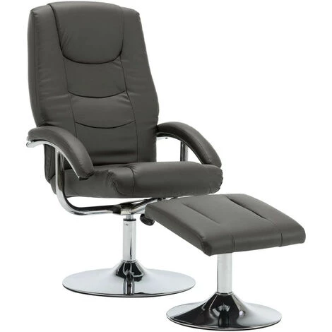 LES TENDANCES Fauteuil Inclinable Avec Repose-pied Gris Similicuir 4 LES TENDANCES Fauteuil Inclinable Avec Repose-pied Gris Similicuir – Image 2