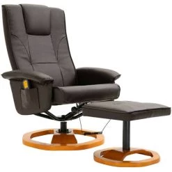 LES TENDANCES Fauteuil De Massage Avec Repose-pied Marron Similicuir -Pas Cher Fauteuil Magasin 66883382 2