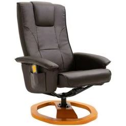 LES TENDANCES Fauteuil De Massage Avec Repose-pied Marron Similicuir -Pas Cher Fauteuil Magasin 66883382 3