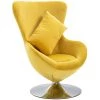 LES TENDANCES Fauteuil Pivotant En Forme D’œuf Avec Coussin Jaune Velours -Pas Cher Fauteuil Magasin 66883387 1
