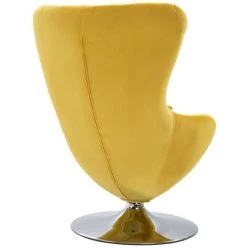 LES TENDANCES Fauteuil Pivotant En Forme D’œuf Avec Coussin Jaune Velours -Pas Cher Fauteuil Magasin 66883387 5
